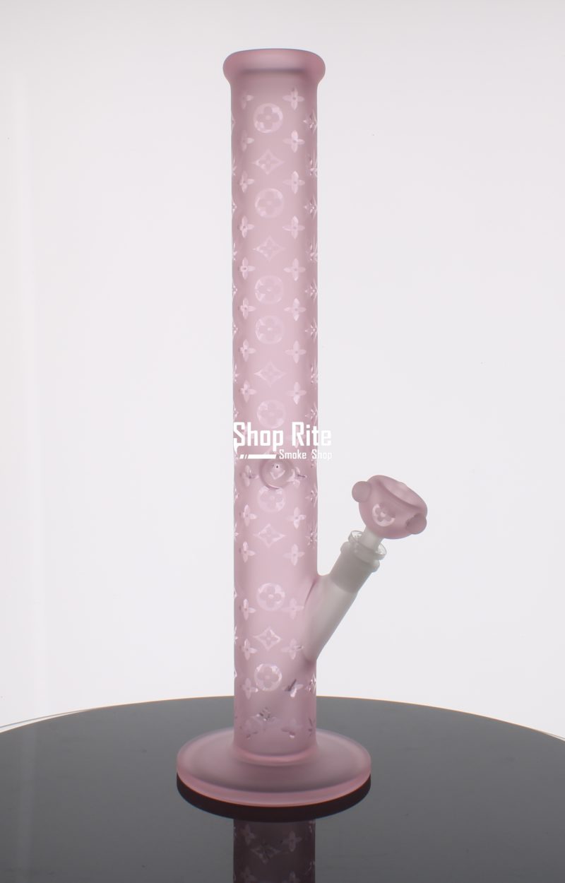LV Themed Pink Straight Bong